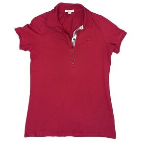 ⭐️ Burberry Brit Red Button Down Polo Shirt- size Small